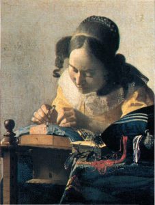 La Dentellière, peinture de Vermeer illustre la problématique de l'art en formation.